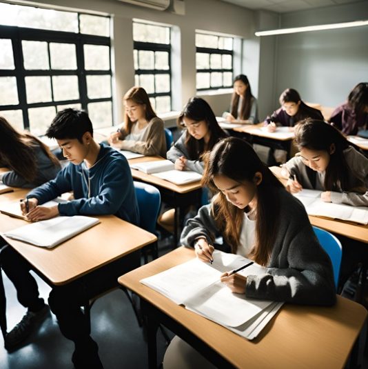 Students in a relaxed classroom